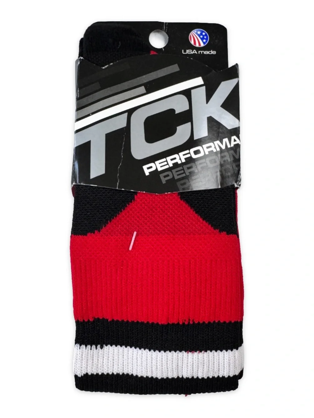 TCK Elite Knit-In Stirrup Baseball Softball 7” Socks M Medium Red Black White